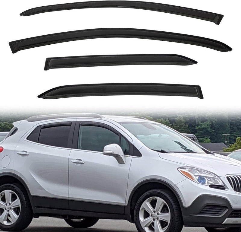 PLDDE Rain Guards Compatible with 2013-2022 Buick Encore/Chevy Trax Tape-On Side Window Visor Wind Deflector Vent Visors Car Accessories 4pcs - Image 1